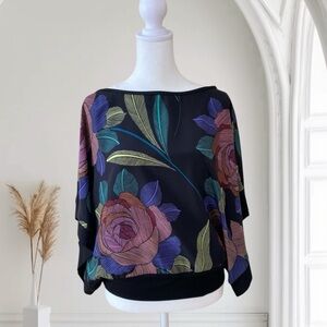 Trina Turk Kimono Floral Silk Blouse Small